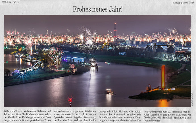 Spektakuläres Feuerwerks-Panorama in Duisburg - schreibt die WAZ